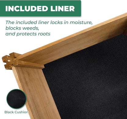 Petsblublu Wooden Raised Garden Bed 8x2ft Outdoor Planter Box for Gardening, Brown