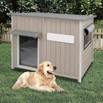 Petsblublu 40 L Weatherproof Outdoor Dog House Wooden Puppy Shelter with Elevated Floor
