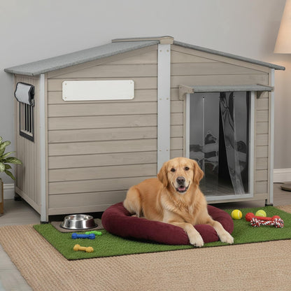 Petsblublu 55 L Extra Large Dog House Outdoor with Window for Medium to Large Breeds