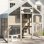 Petsblublu 71 H Cat Catio Outdoor Cat Enclosure Large Cat House with 2 Condos, 6 Platforms