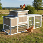 Petsblublu 79 L Chicken Coop and Run, 2 Story Backyard Hen House with Nesting Box