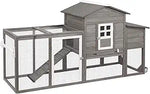 Petsblublu 79 L Chicken Coop with Run Outdoor Indoor Mobile Hen House with Nesting Boxes, Wheels, Gray