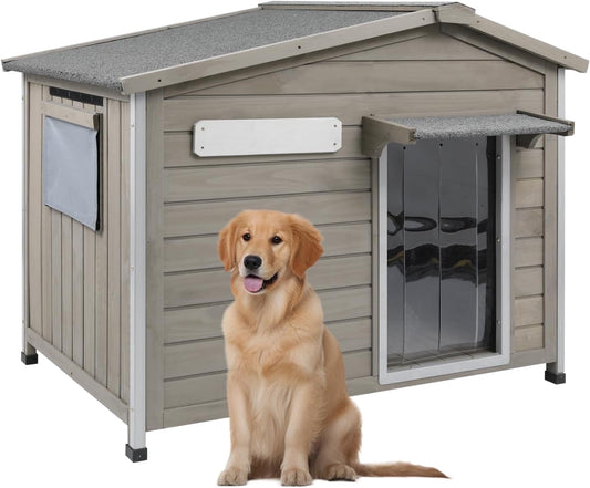 Petsblublu Dog House Indoor Outdoor with Chew-Proof Frame, Weatherproof Dog Kennel for Medium to Large Dogs