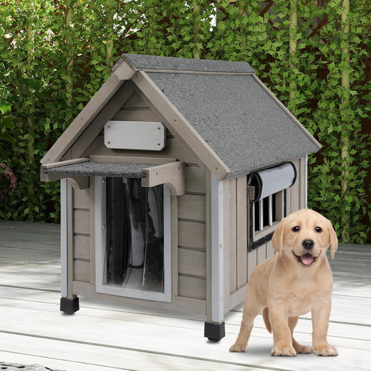 Petsblublu Dog House Outdoor Indoor Waterproof for Small Dog with Raised Feet, 18 D*28.5 W*24 H