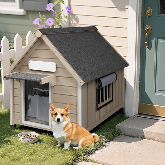 Petsblublu Dog House Outdoor Indoor for Small to Medium Dogs with Window, 26 D*32 W*32 H