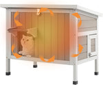 Petsblublu Insulated Outdoor Wooden Cat House Feral Cats Shelter for Winter, 30.7x21.6x25.6