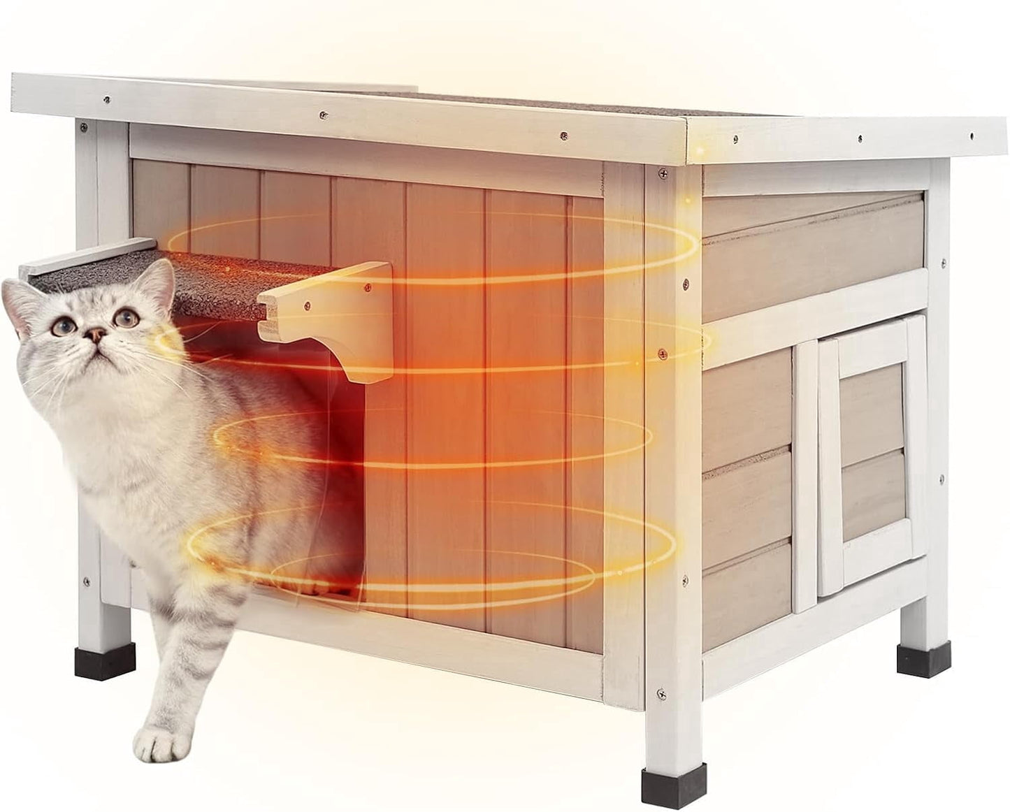 Petsblublu Outdoor Cat House with Insulated All-Round Foam Weatherproof Elevated Shelter