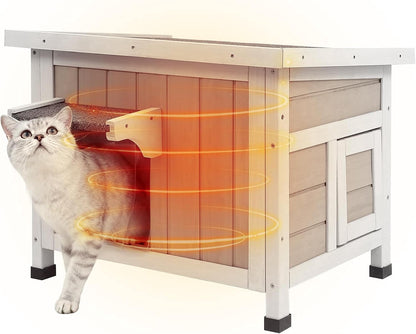 Petsblublu Outdoor Cat House with Insulated All-Round Foam Weatherproof Elevated Shelter