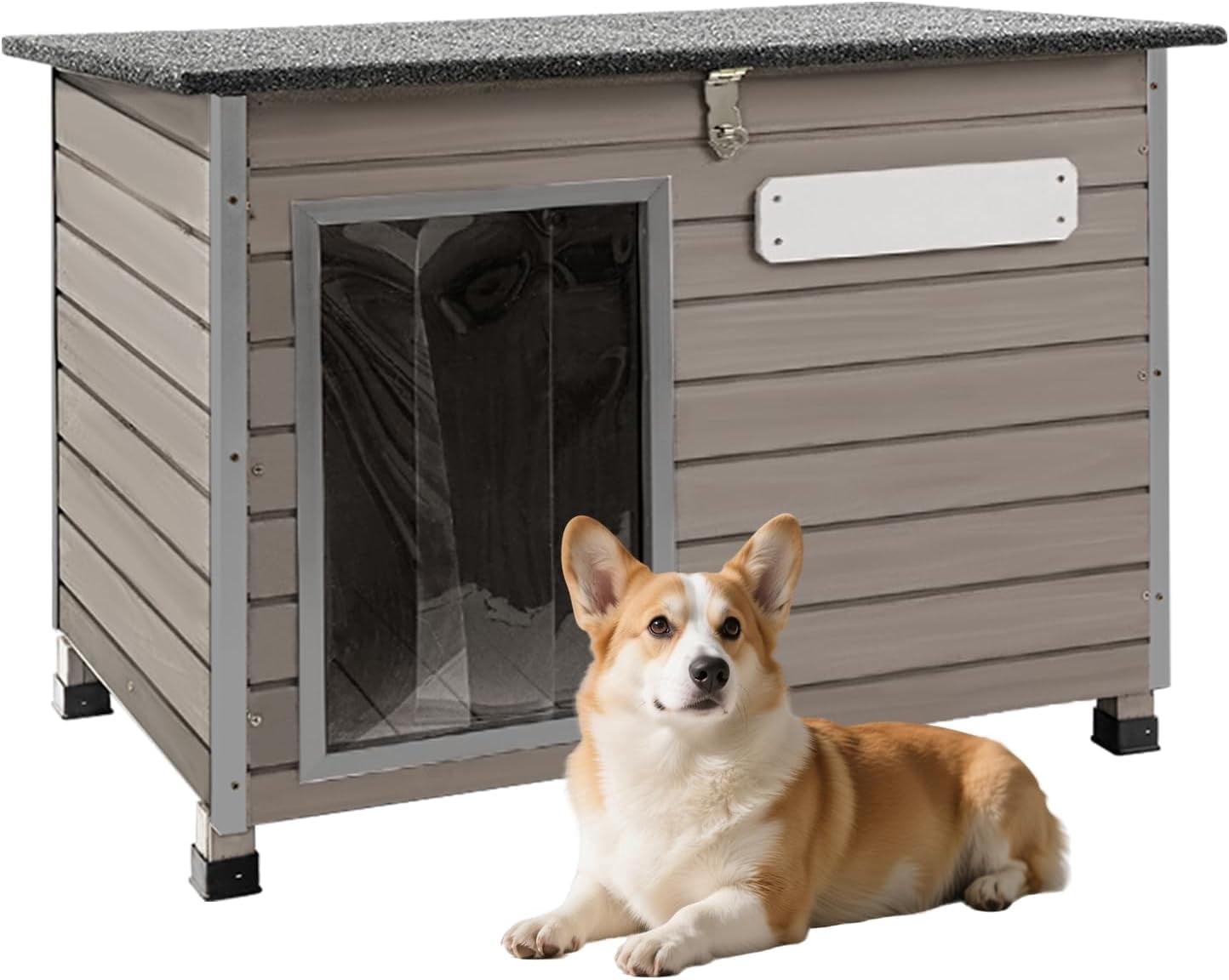 Petsblublu Outdoor Dog House Indoor Anti-Chewing Iron Frame Dog Kennel，34 D X 22 W X 25 H