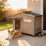Petsblublu Outdoor Dog House Waterproof for Small to Medium Dogs Breeds with Openable Asphalt Roof
