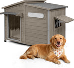 Petsblublu Outdoor Weatherproof Indoor Dog House，with Openable Asphalt Roof, Anti-Chewing Iron Frame