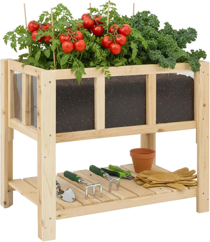 Petsblublu Raised Garden Bed with Legs, Outdoor Elevated Reinforced Planter, 28.3"L x 16.3"W x 23.6"H