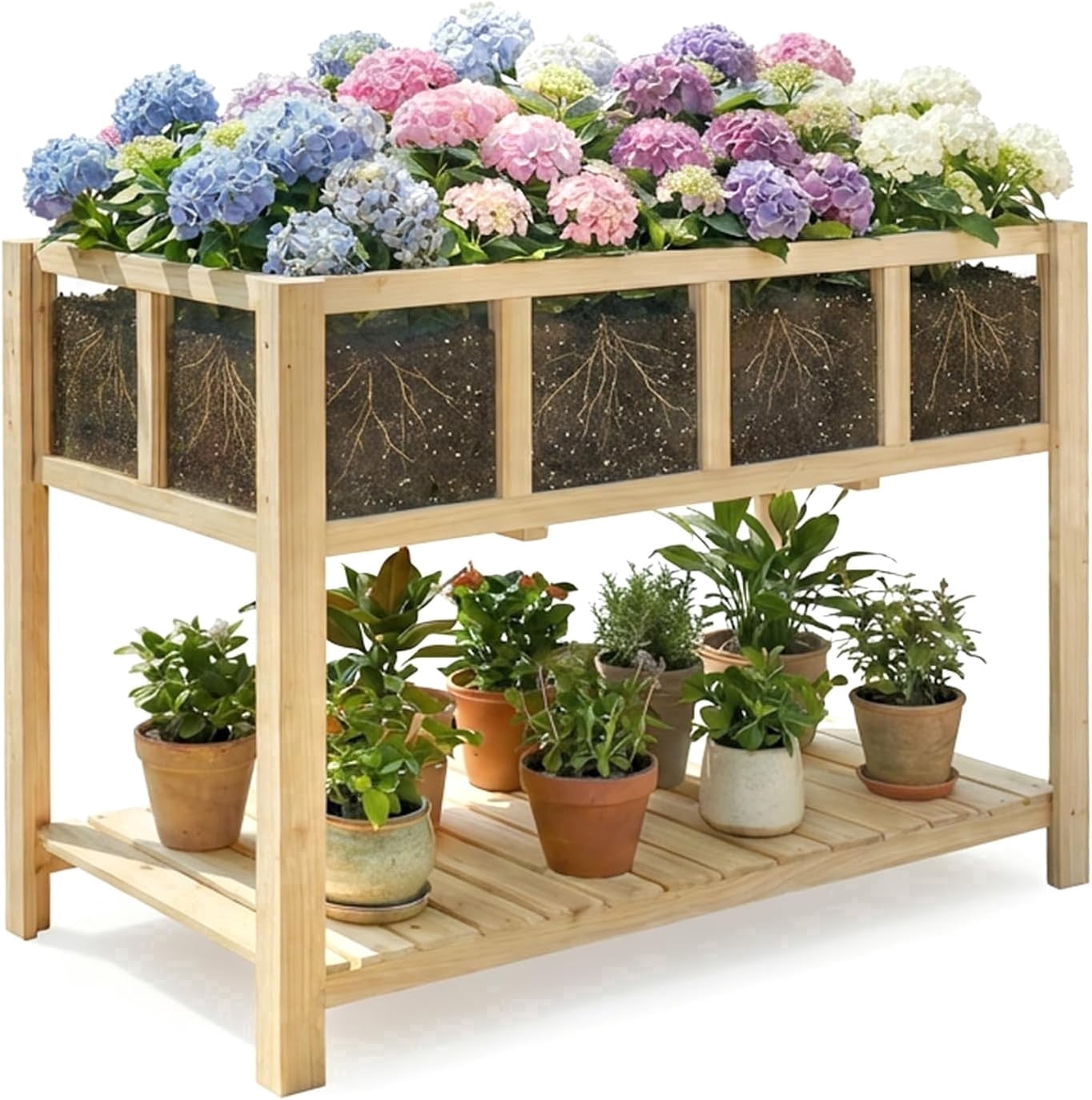 Petsblublu Raised Garden Bed, Elevated Flower Plant Stand for Gardening