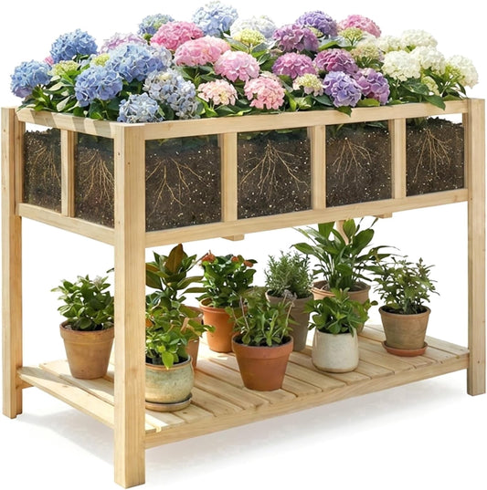 Petsblublu Raised Garden Bed, Elevated Flower Plant Stand for Gardening