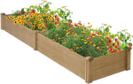 Petsblublu Wooden Raised Garden Bed 8x2ft Outdoor Planter Box for Gardening, Brown