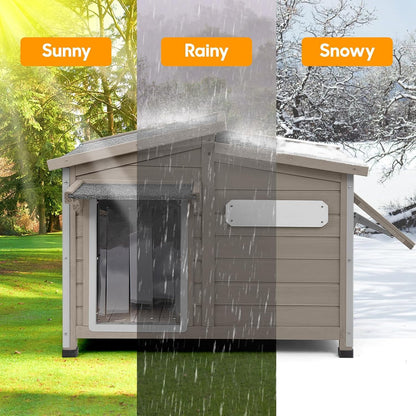 Petsblublu Outdoor Weatherproof Indoor Dog House，with Openable Asphalt Roof, Anti-Chewing Iron Frame