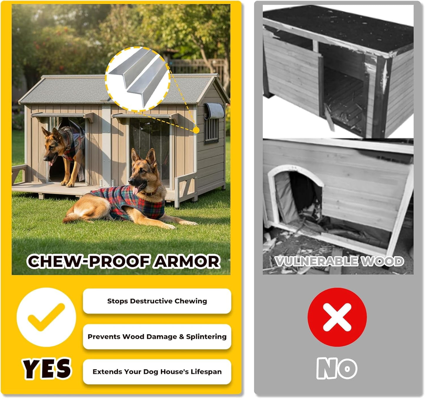 Petsblublu 59L Wooden Outdoor Large Dog House for 2 Dogs with Large Balcony