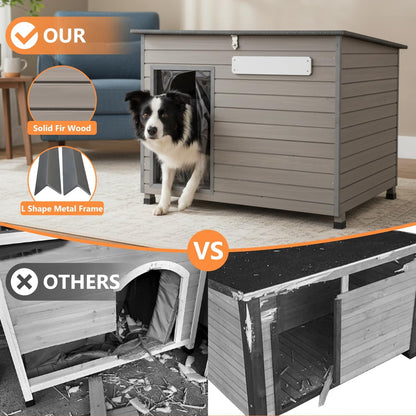 Petsblublu Outdoor Dog House Indoor Anti-Chewing Iron Frame Dog Kennel，43.3 D X 26.4 W X 33.5 H