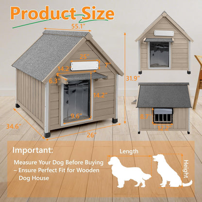 Petsblublu Dog House Outdoor Indoor for Small to Medium Dogs with Window, 26 D*32 W*32 H