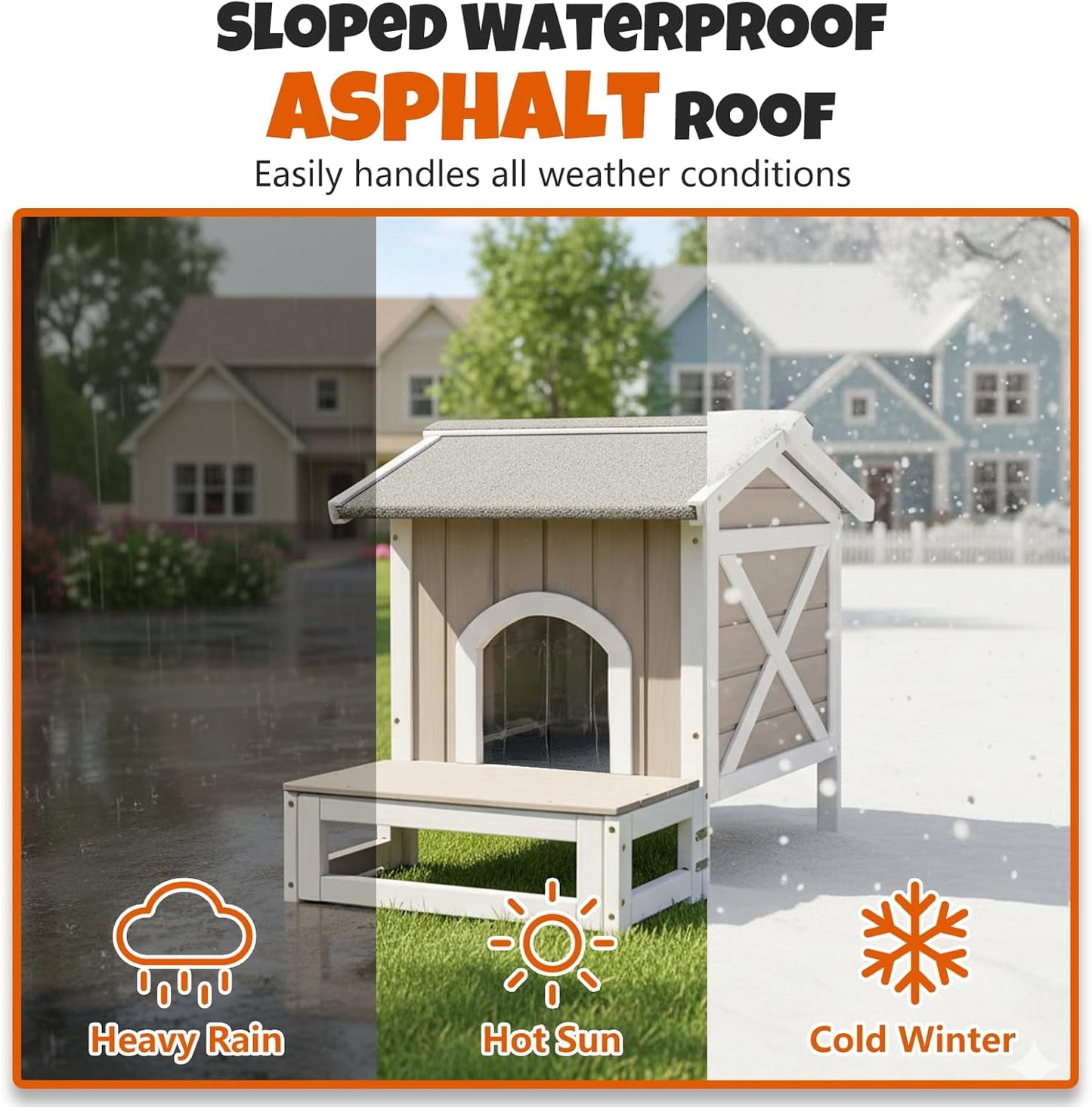 Petsblublu Small Insulated Outdoor Cat House with Openable Roof Indoor Pet Feral Cats Shelter for Winter, Gray