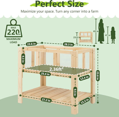 Petsblublu Raised Garden Bed with Legs, Outdoor Elevated Reinforced Planter, 28.3"L x 16.3"W x 23.6"H