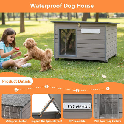 Petsblublu Outdoor Dog House Indoor Anti-Chewing Iron Frame Dog Kennel，34 D X 22 W X 25 H