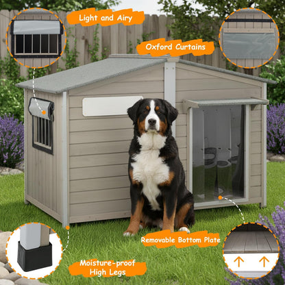 Petsblublu 55 L Extra Large Dog House Outdoor with Window for Medium to Large Breeds