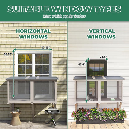 Petsblublu Expandable Catio Cat Window Box, Outdoor Cat House Hammock