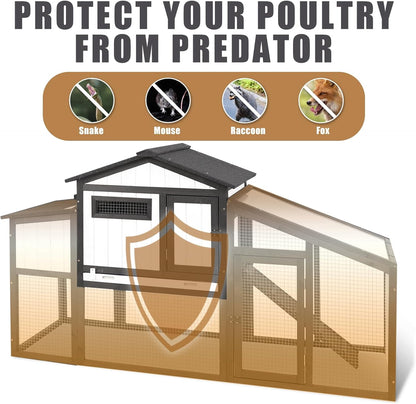 Petsblublu 65“L Outdoor Chicken Coop and Run, 2 Story Backyard Hen House with Nesting Box,Removable Tray,Ramp