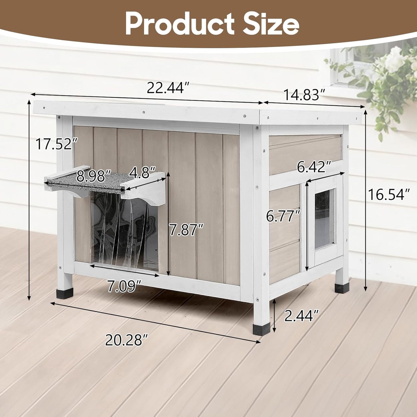 Petsblublu Outdoor Cat House Weatherproof Feral Cat Shelter for Multiple Cats with Escape Door