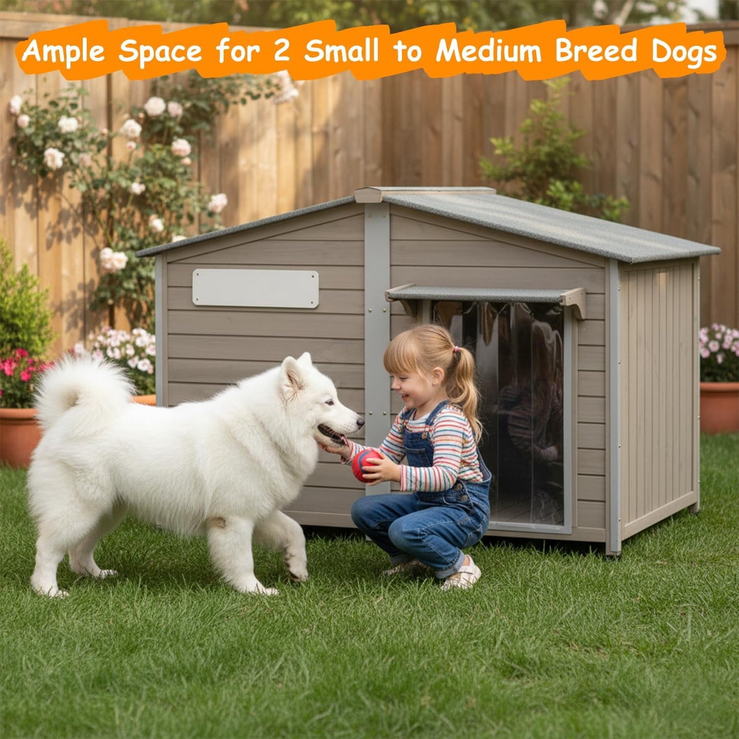 Petsblublu 55 L Extra Large Dog House Outdoor with Window for Medium to Large Breeds
