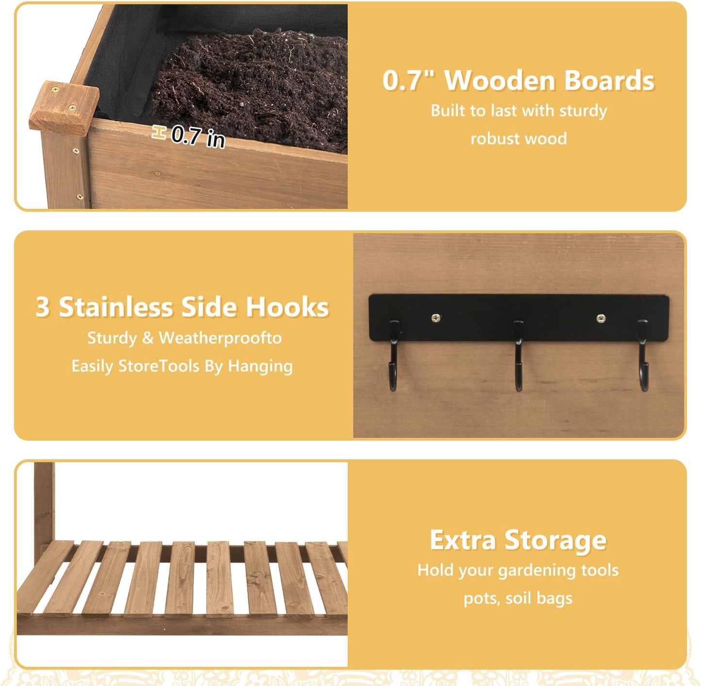 Petsblublu Raised Garden Bed with Wheels, Outdoor Elevated Wood Planter Box for Backyard Balcony