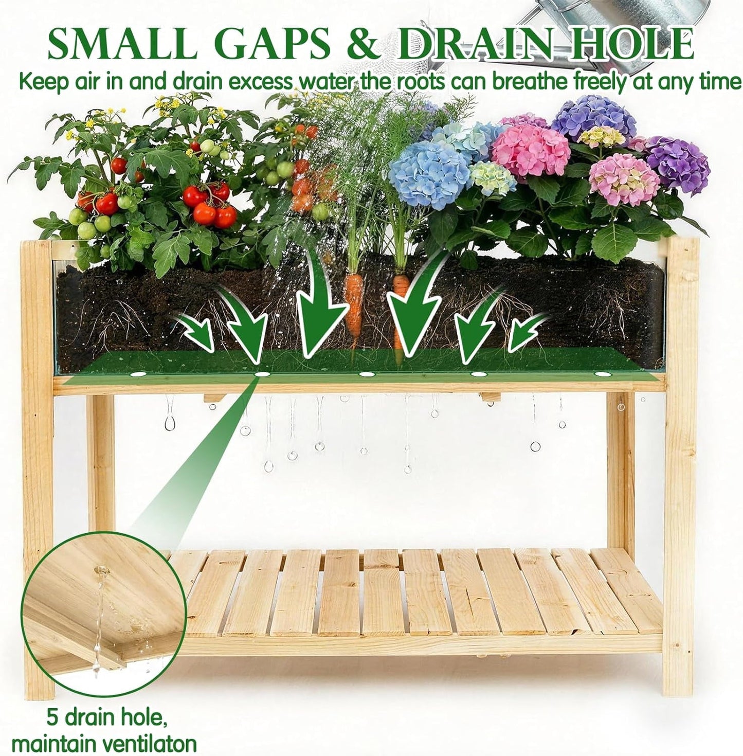 Petsblublu Raised Garden Bed, Elevated Flower Plant Stand for Gardening